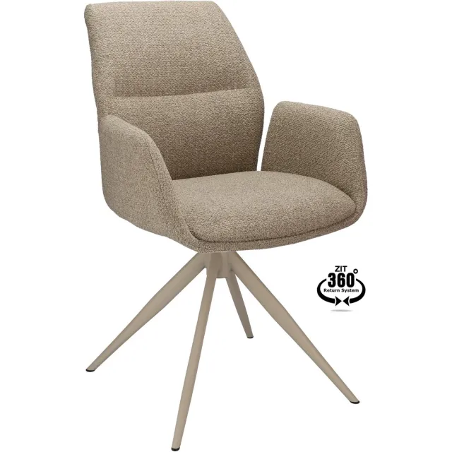 Icon Living Armstoel Waylon Stof Rhythm Liver Leg Creme 360° Return-system Bruin