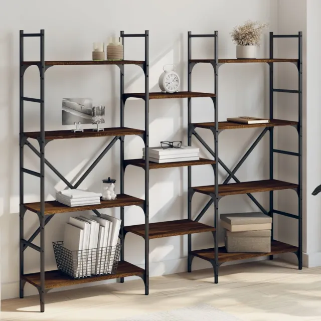 vidaXL Boekenkast 160x28,5x136,5 cm bewerkt hout bruin eikenkleur