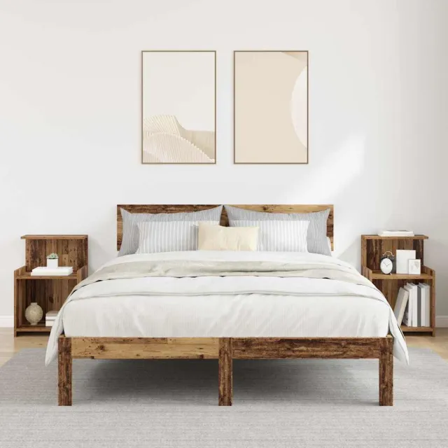 vidaXL Nachtkastje 2 st Oudhout 40 x 35 x 60 cm Bewerkt hout bruin, foto 2