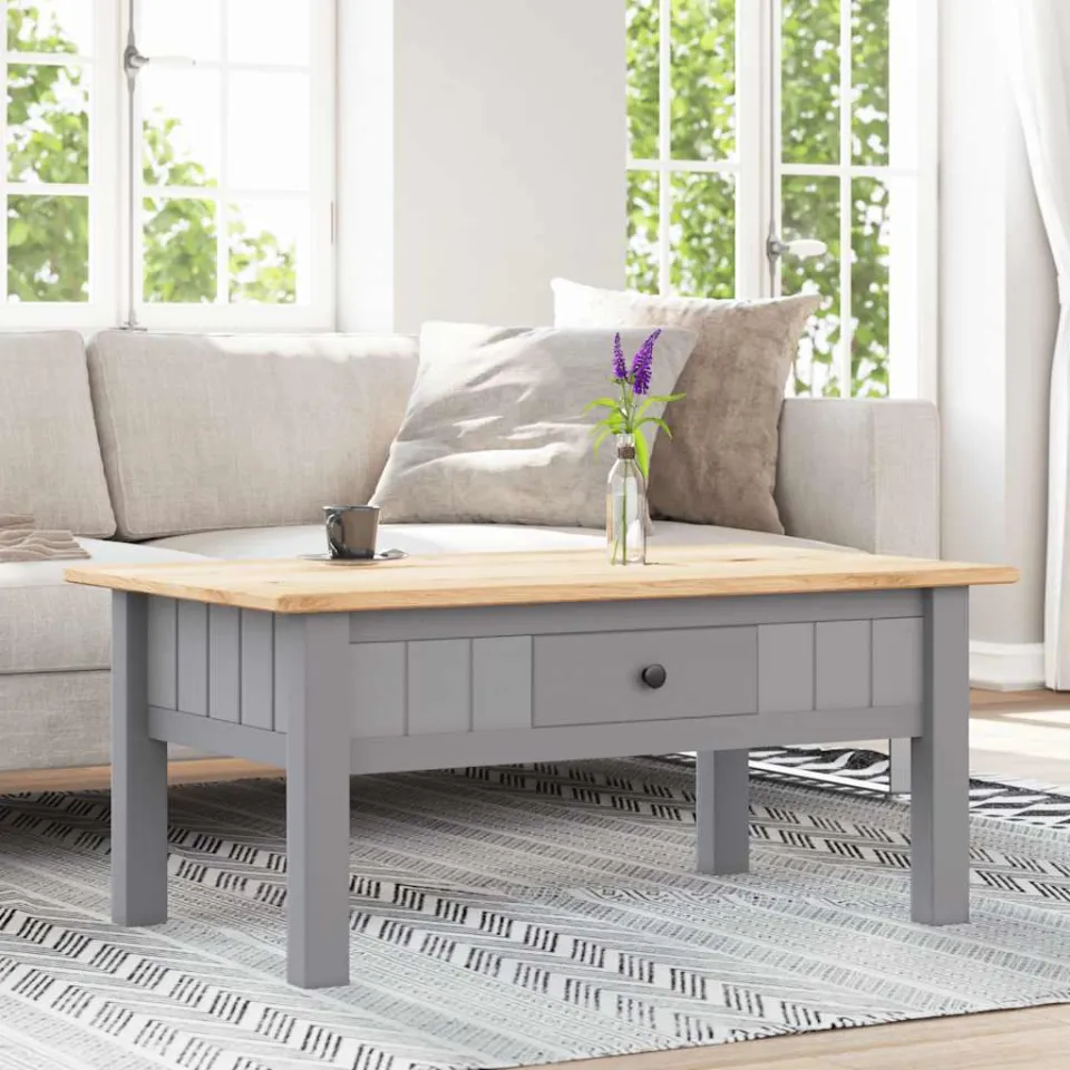 vidaXL Salontafel Panama Range 100x60x43,5 cm massief grenenhout grijs, foto 3
