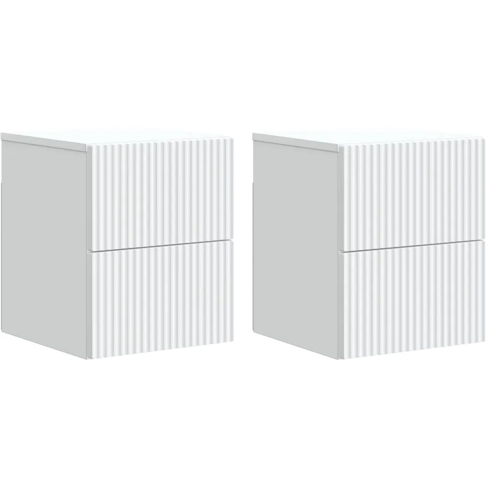 vidaXL Wandbeugel Bedkast 2 st Wit 33 x 34,5 x 40 cm Bewerkt hout, foto 3