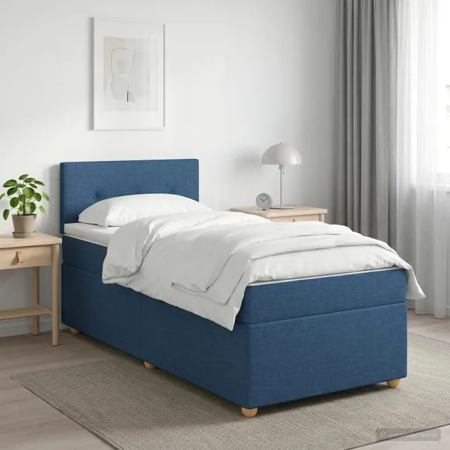vidaXL Boxspringbed met matras met hoofdeinde Blauw 90 x 190 cm Stof