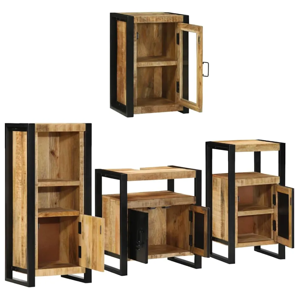 vidaXL Badkamermeubelset 4 st Bruin 55 x 35 x 60 cm Massief Mango Hout, foto 3
