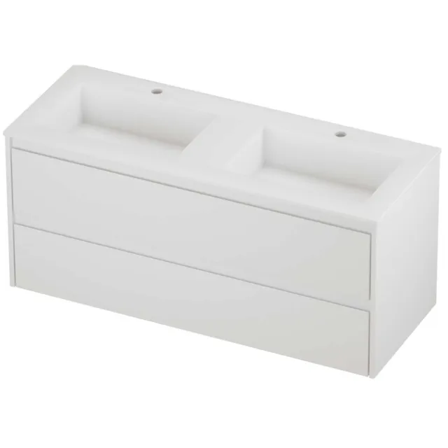 Proline Aristo Badmeubelset Polystone Elegant 2 Gaten 120x46x54 cm Mat White Mat Wit