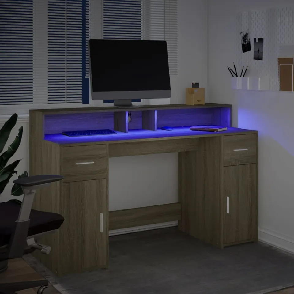 vidaXL Desk Sonoma Eiken 140 x 55 x 91 cm Engineered Wood, foto 4