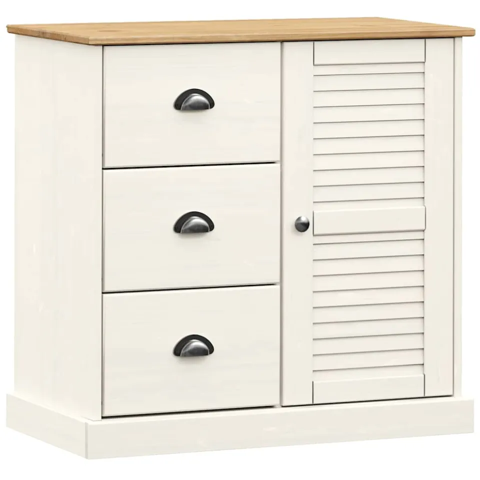 vidaXL Dressoir met lades VIGO 78x40x75 cm massief grenenhout wit, foto 3