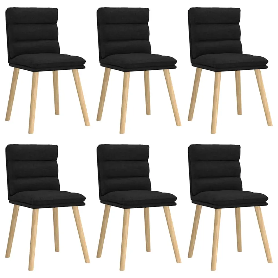 vidaXL Eetkamerstoelen 6 st stof zwart, foto 3