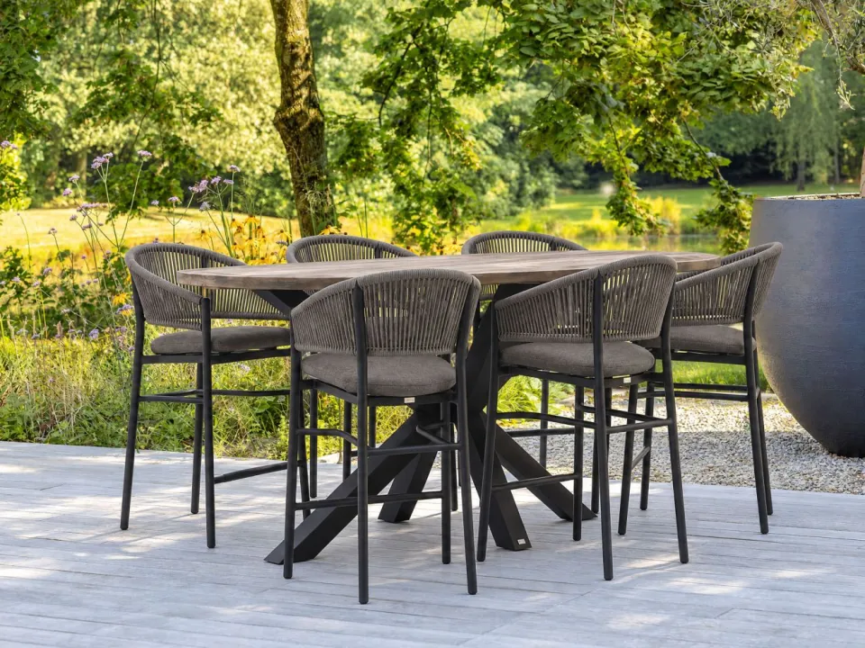 Bellagio tuinmeubelen Bellagio Panaro/ROUGH-Y Ellips 240cm barset 7-delig grijs, foto 4