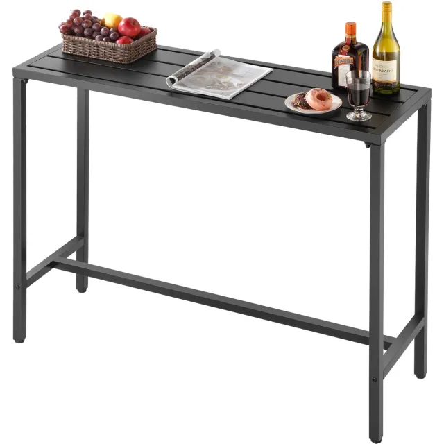 Vevor Bartafel voor Buiten, 120 x 37,5 cm, Waterbestendig Blad & Stevig Metalen Frame, Rechthoekige Bartafel Zwart