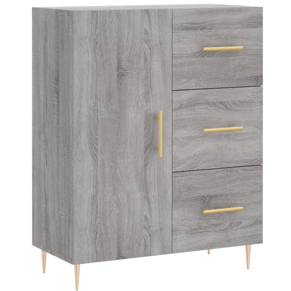 vidaXL Dressoir 69,5x34x90 cm bewerkt hout grijs sonoma eikenkleurig