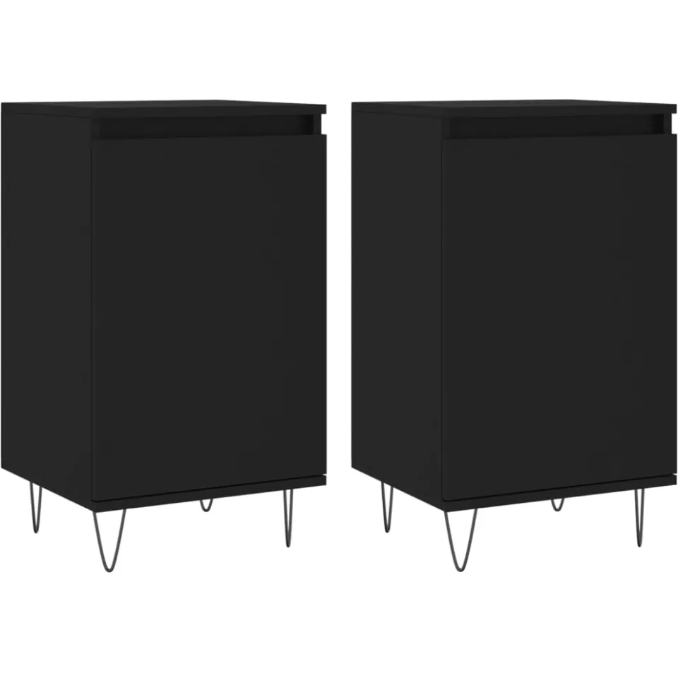 vidaXL Dressoirs 2 st 40x35x70 cm bewerkt hout zwart, foto 3