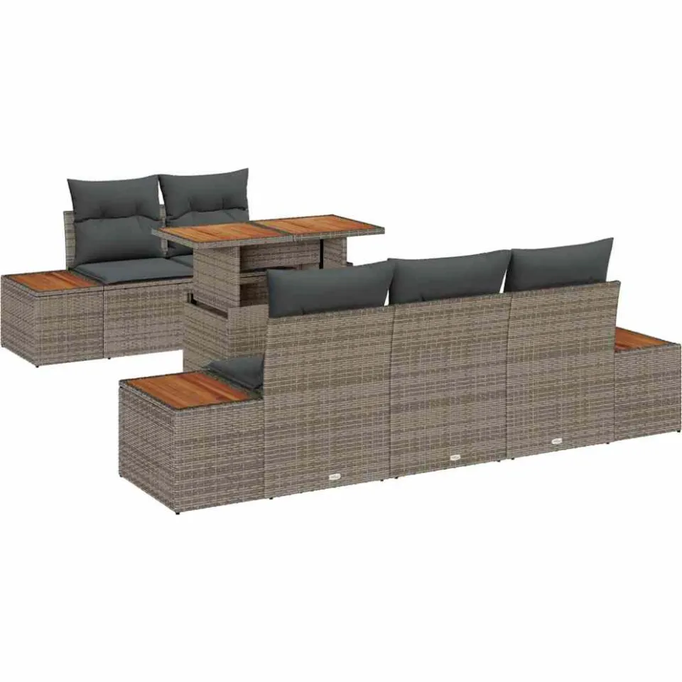 vidaXL Tuin Sofa Set 6 st Grijs Poly riet