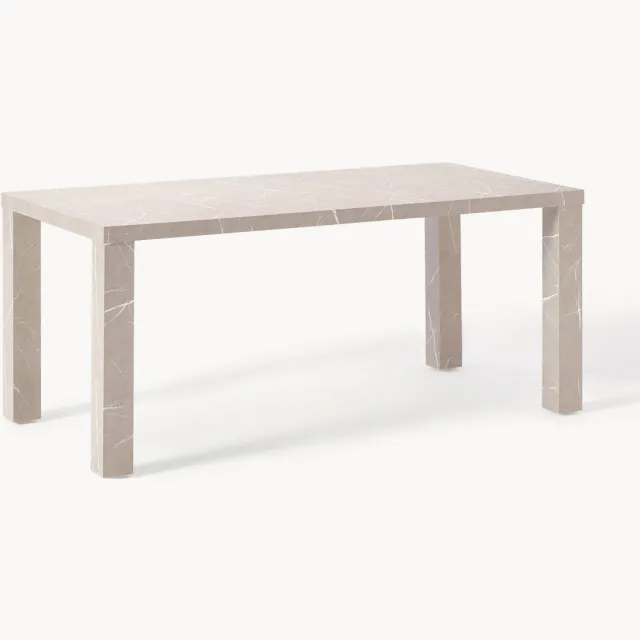 Westwing Collection Eettafel Carl met marmerlook, in verschillende formaten Beige