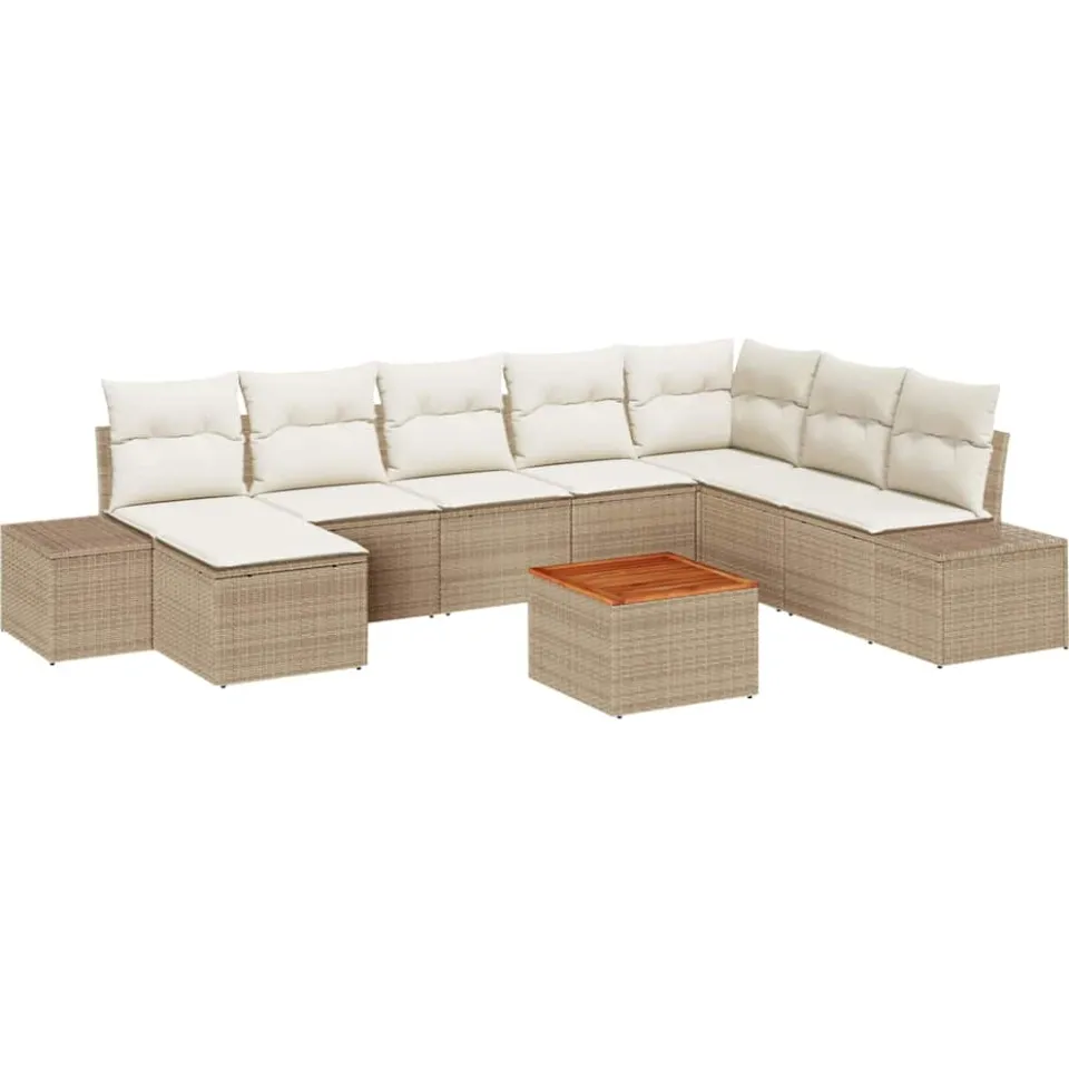 vidaXL Tuinbankenset 9 st Beige poly rattan