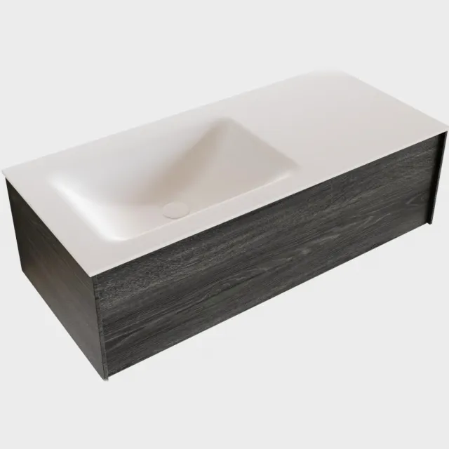 Boss & Wessing Badkamermeubel BWS Madrid Antraciet 100x45x30 cm Mat Witte Solid Surface Wastafel Links (0 kraangaten)