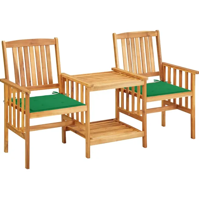 vidaXL Tuinstoelen met tafeltje en kussens massief acaciahout Groen