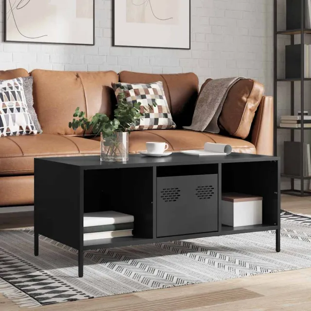 vidaXL Salontafel 101,5x50x43,5 cm koudgewalst staal zwart, foto 2