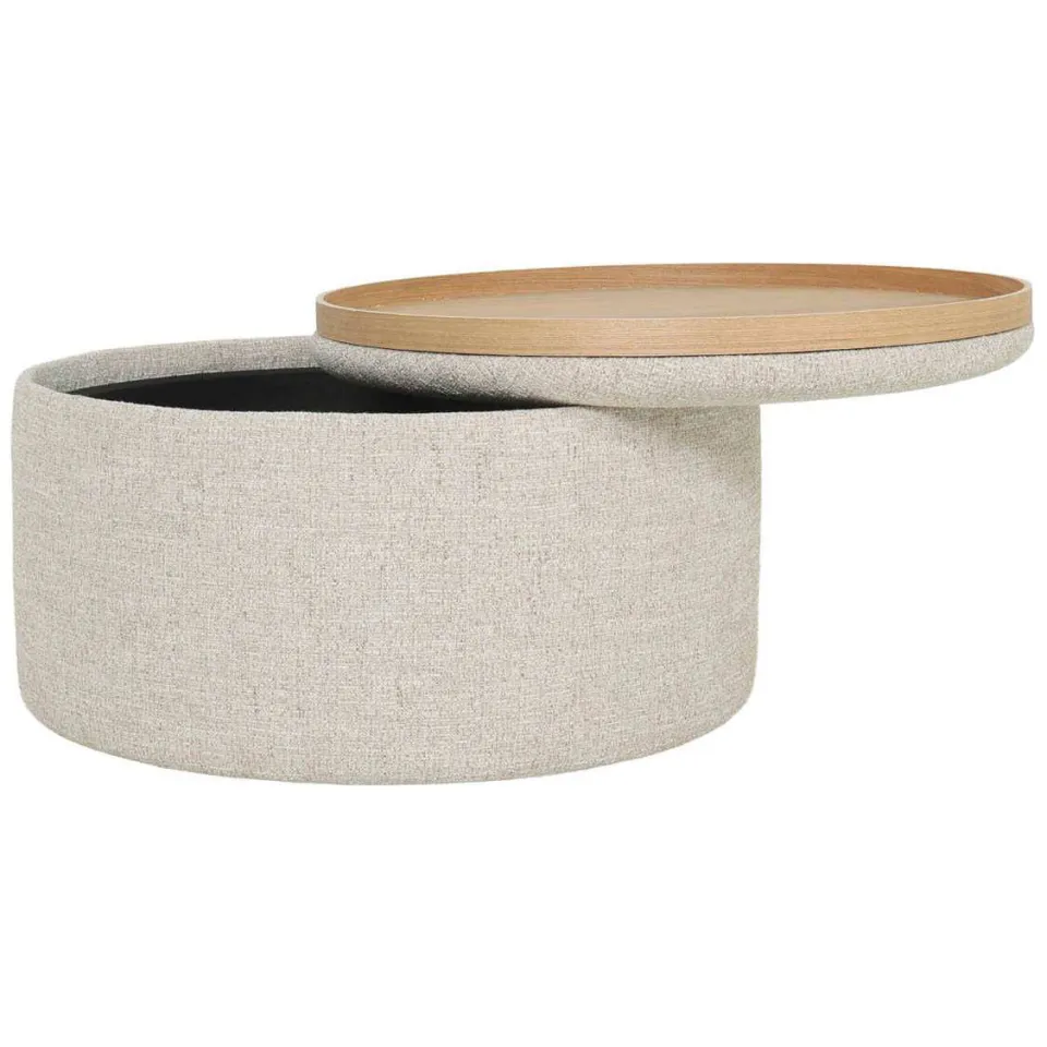 Giga Meubel Salontafel Zara - Rond Beige/Naturel - Incl. Opbergruimte - Ø80cm, foto 2
