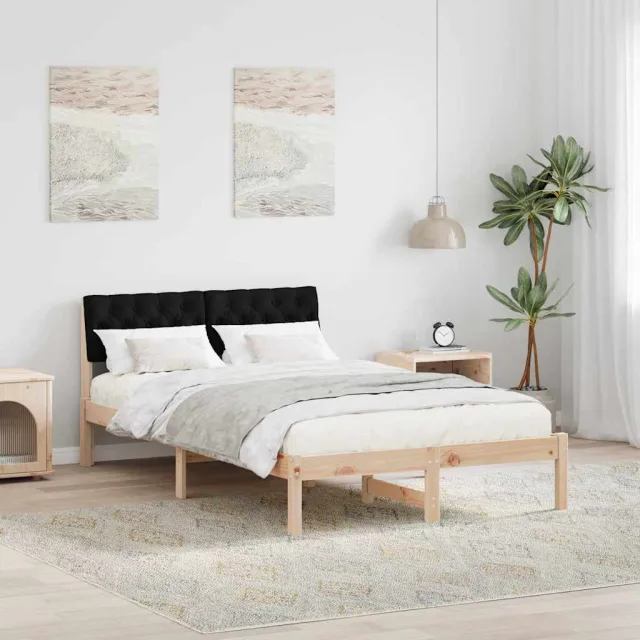 vidaXL Bedframe Bruin en zwart 120 x 190 cm Massief grenenhout