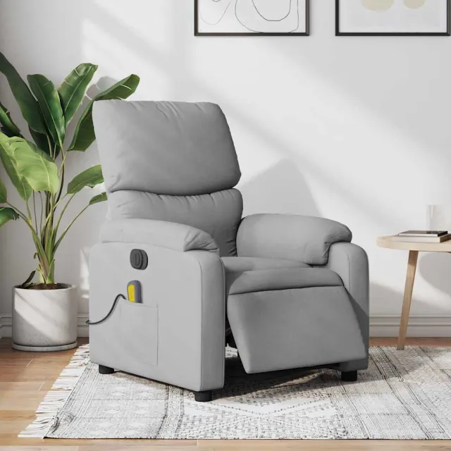 vidaXL Massagestoel elektrisch verstelbaar stof lichtgrijs