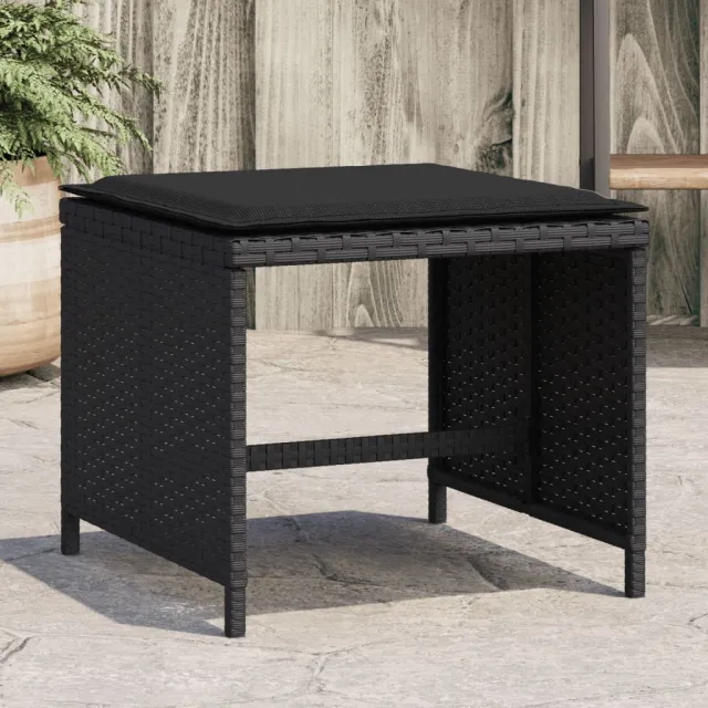 vidaXL Tuinkrukken 4 st met kussens 40x40x35 cm poly rattan zwart