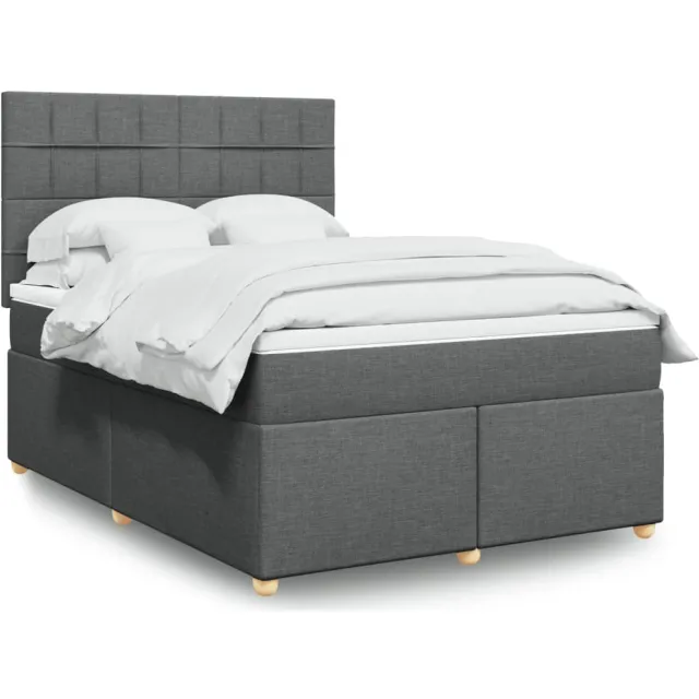 vidaXL Boxspring met matras stof donkergrijs 160x200 cm grijs