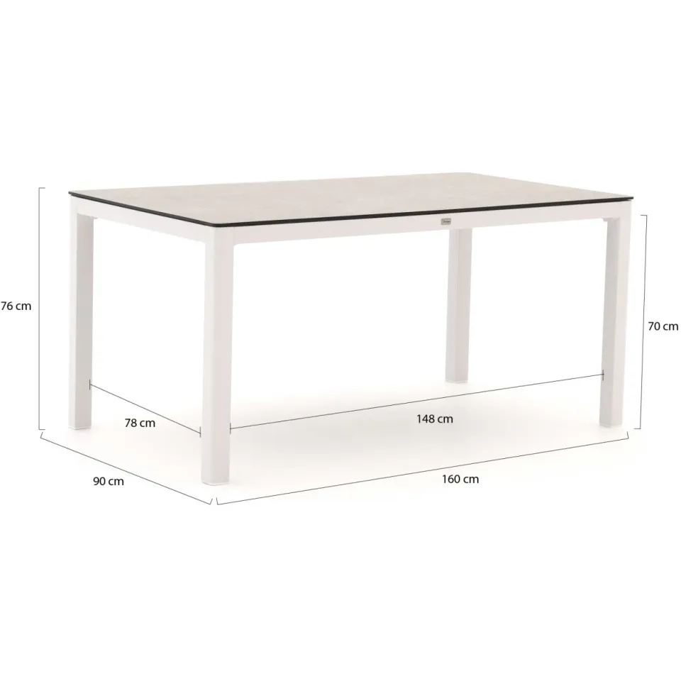 Bellagio tuinmeubelen Bellagio La Fonte dining tuintafel 160x90cm wit, foto 2