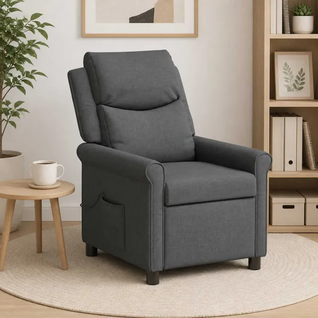 vidaXL Massage-relaxstoel Donkergrijs 69 x 93 x 102 cm Stof