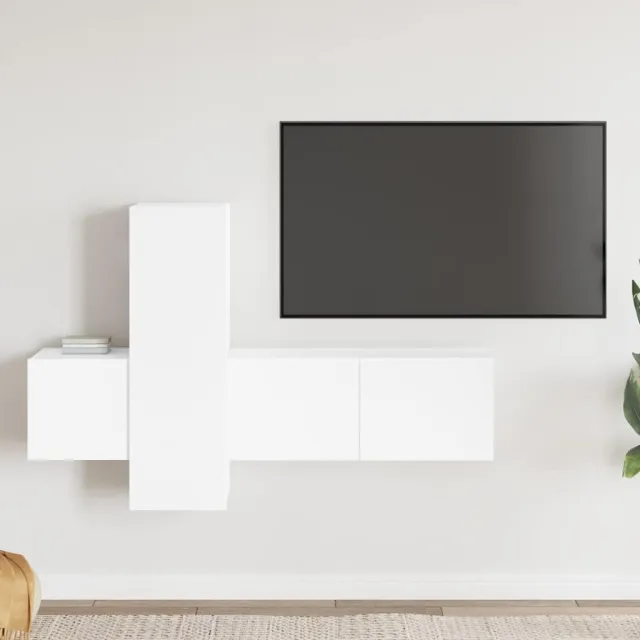 vidaXL 3-delige Tv-meubelset bewerkt hout wit