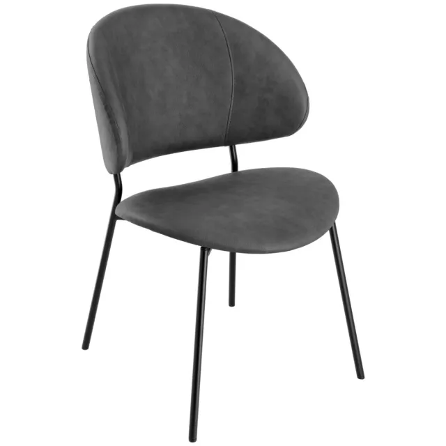 Vega Gestoffeerde stoel Lindo kunstleer; 55x65x85 cm (BxDxH); zitting antraciet, frame zwart