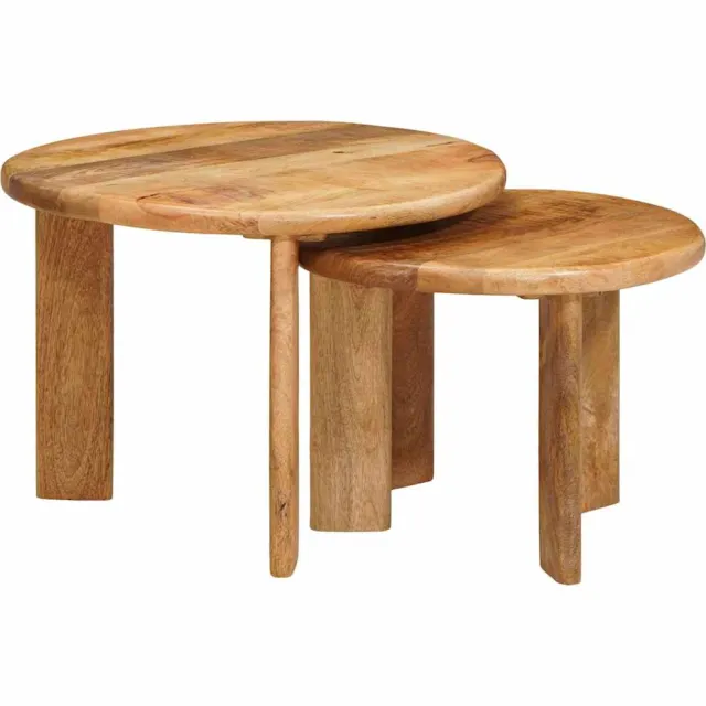 vidaXL Nest Koffietafels 2 st Bruin Ø 50 x 40 cm Massief Mango Hout