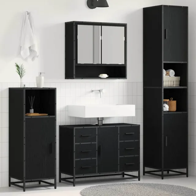 vidaXL Badkamermeubelset 3 st Zwart Eiken 90 x 33 x 60 cm Bewerkt hout, foto 2