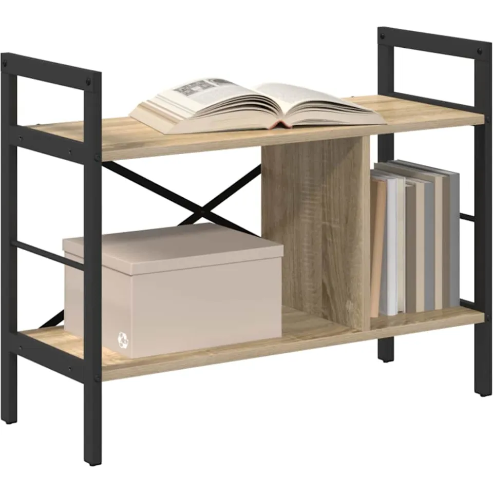 vidaXL Boekenkast 3-laags 75 x 30 x 58,5 cm Bewerkt hout Sonoma Eiken, foto 3