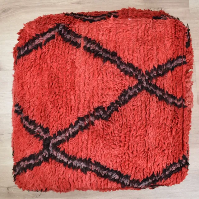 Poufs&Pillows handgeweven vloerkussen - Bohemian poef - handgeweven unieke kelim uit natuurlijke materialen - Gevuld geleverd k1680 rood