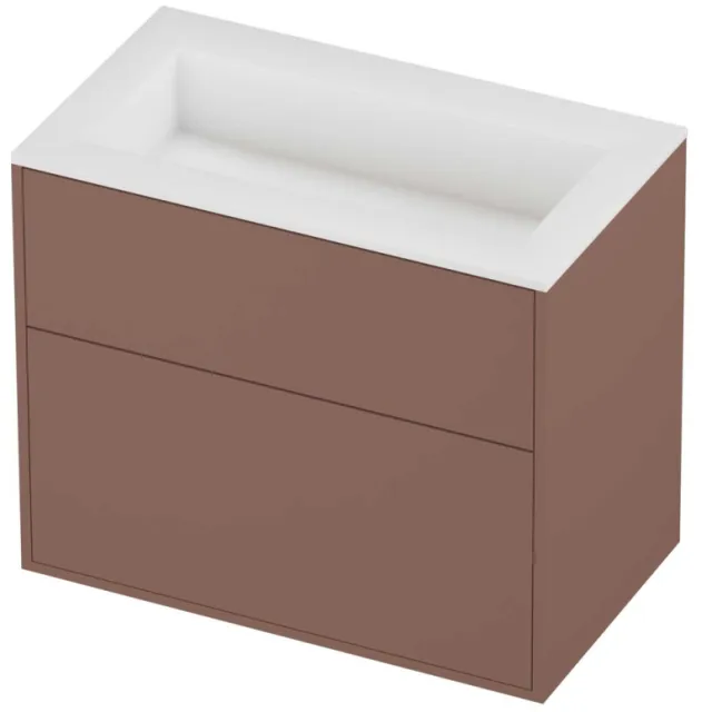 Proline Aristo Badmeubelset Polystone Elegant 2 Laden 80x46x67 cm Mat White Beauty Blush Rosé Goud