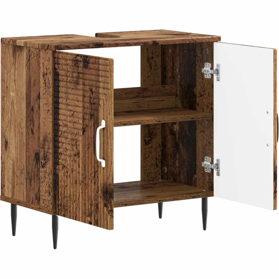 vidaXL Badkamer wastafelkast HAARLEM Oud hout 59,5 x 31,5 x 59 cm bruin, foto 2