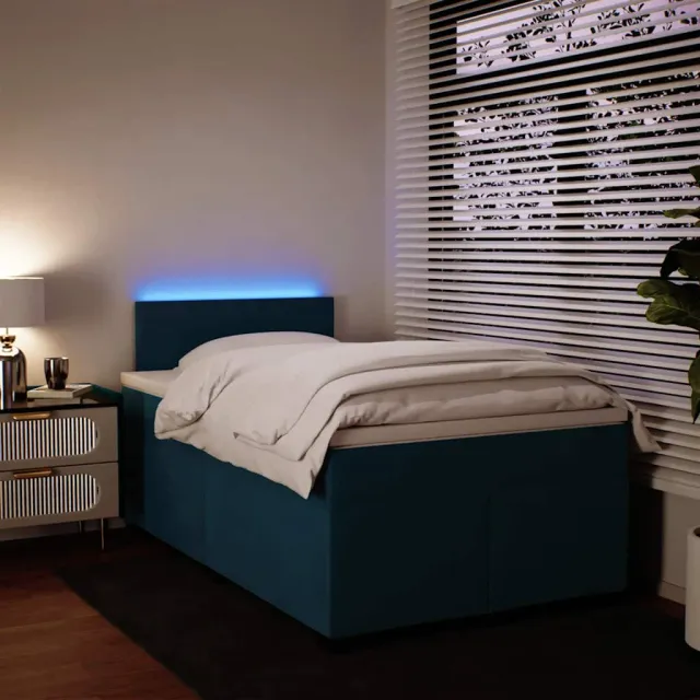 vidaXL Boxspring met matras fluweel blauw 120x200 cm