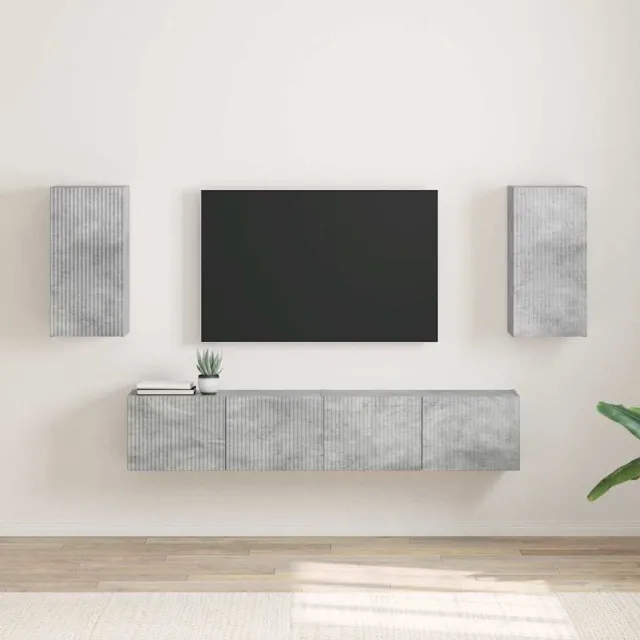 vidaXL TV Wandkast 2 st Betongrijs Bewerkt hout