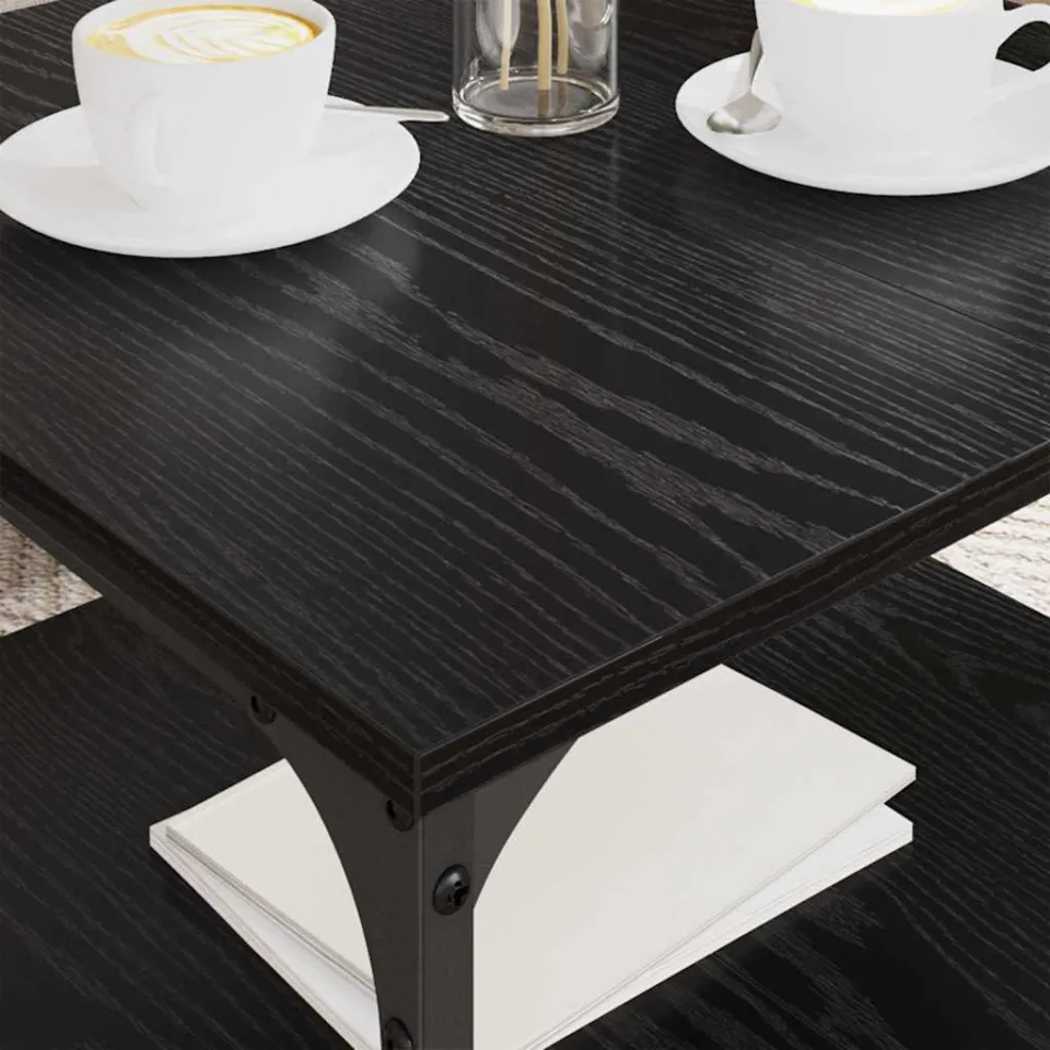 vidaXL Salontafel Zwart Eiken 55 x 55 x 40 cm Bewerkt hout, foto 3