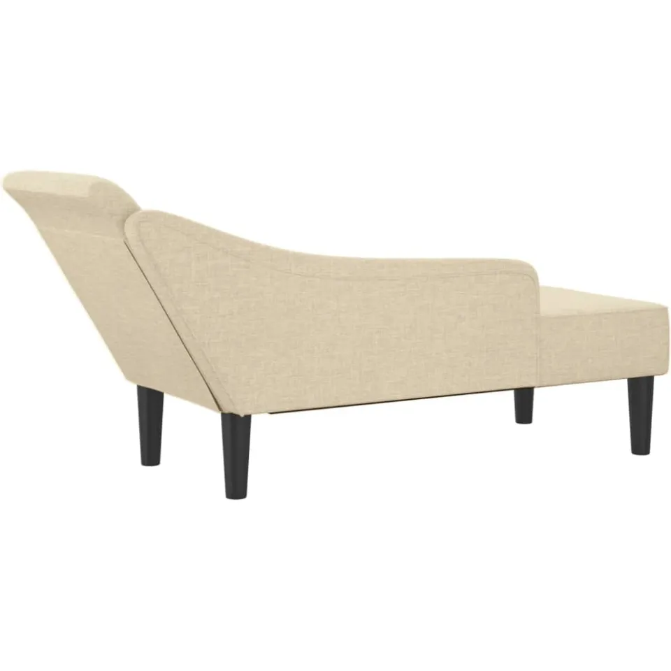 vidaXL Chaise longue met kussens stof crèmekleurig, foto 4