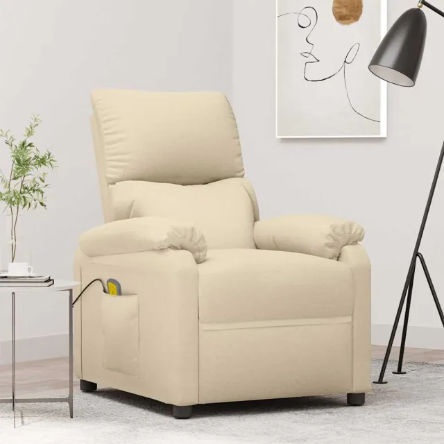 vidaXL Massagestoel stof crèmekleurig