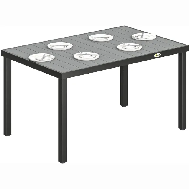 Outsunny tuintafel - Staal, hout, kunststof - 140 x 90 x 74 cm - Grijs