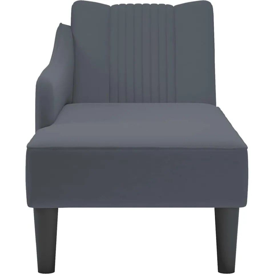 vidaXL Chaise longue met rechterarmleuning fluweel donkergrijs grijs, foto 4