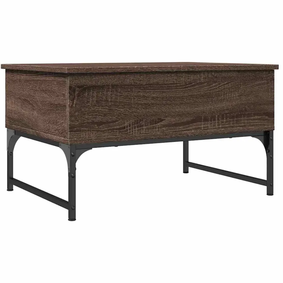 vidaXL Salontafel 70x50x40 cm bewerkt hout en metaal bruin eikenkleur
