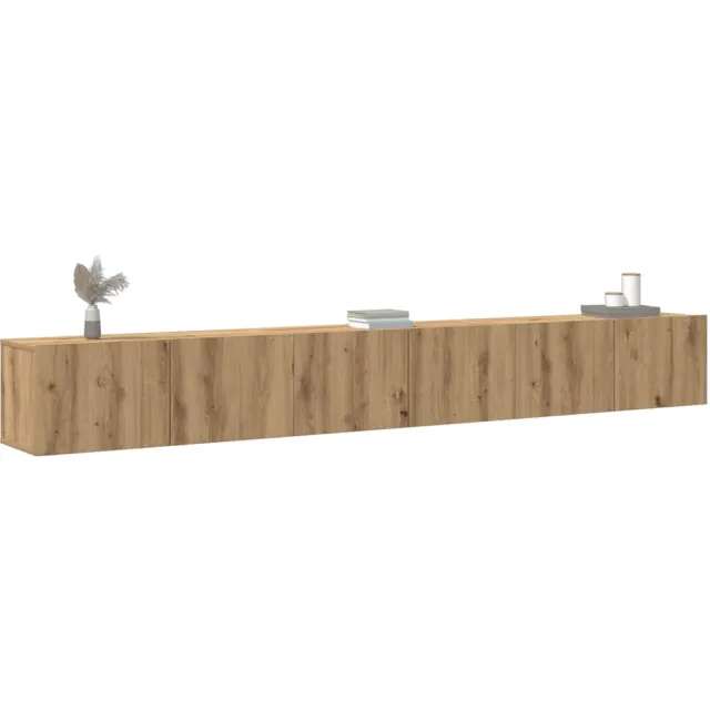 vidaXL 3-delig Tv-meubelset wandmontage bewerkt hout artisanaal eiken Bruin
