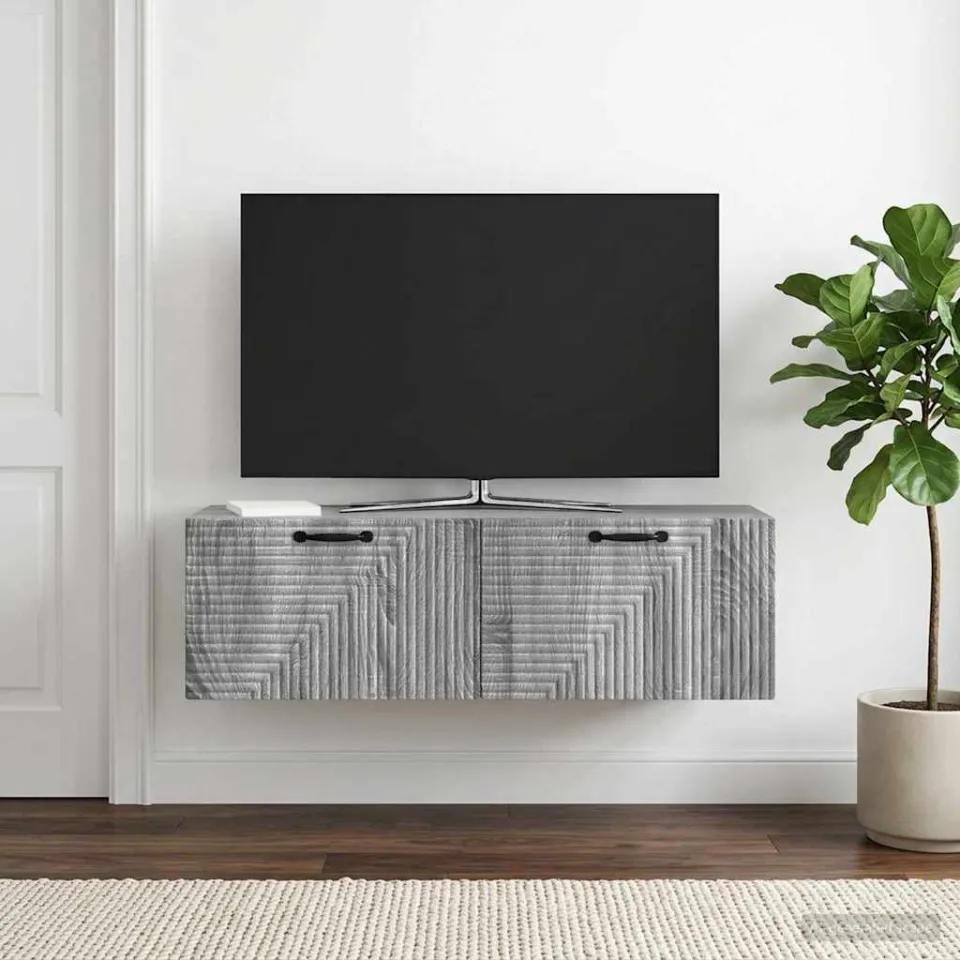 vidaXL Wandbeugel TV-kast Grijs sonoma 98 x 31 x 30 cm Bewerkt hout, foto 4