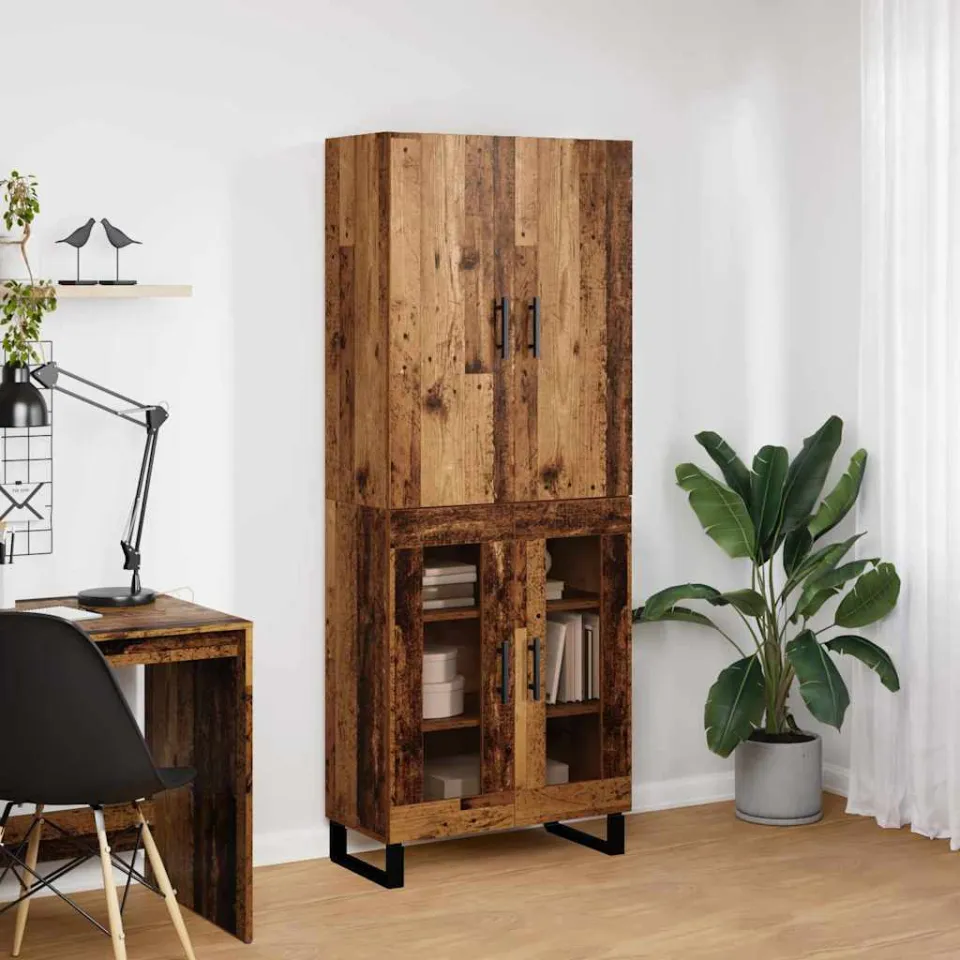 vidaXL Hoge kast 2 st Oud Hout 69,5 x 34 x 180 cm bruin, foto 3