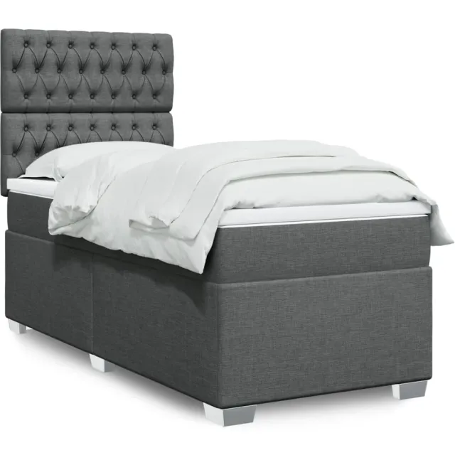 vidaXL Boxspring met matras stof donkergrijs 100x200 cm grijs