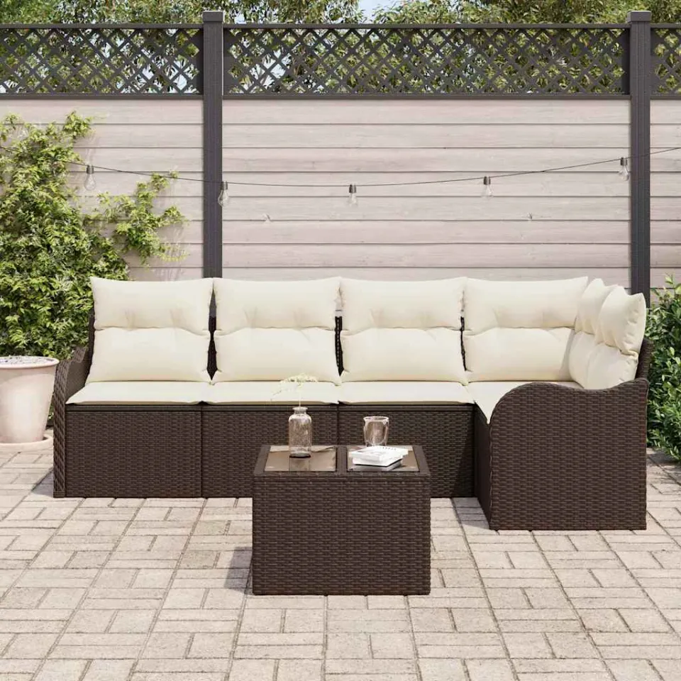 vidaXL Tuin Sofa Set 6 st Bruin poly rattan, foto 3