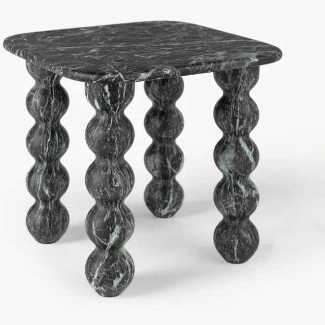 Westwing Collection Marmeren bijzettafel Lyndi Zwart, Groen